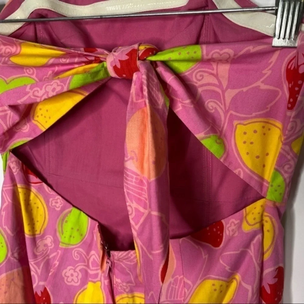 Lilly Pulitzer Dress Womens 2 Pink Fruit Print Strapless Bow Back Mini Cotton - Picture 4 of 5